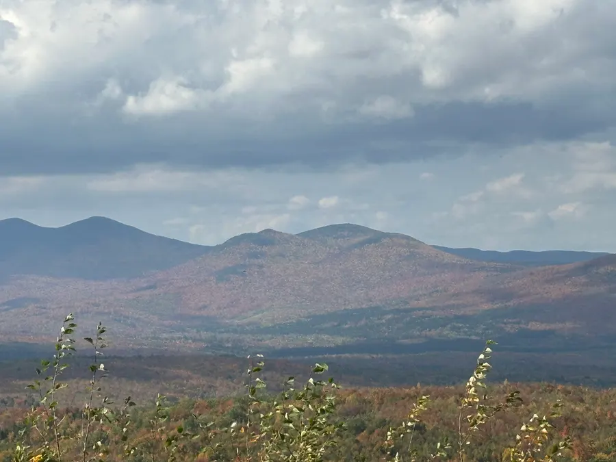 A wide North Country mountain overlook surrounded by fall color